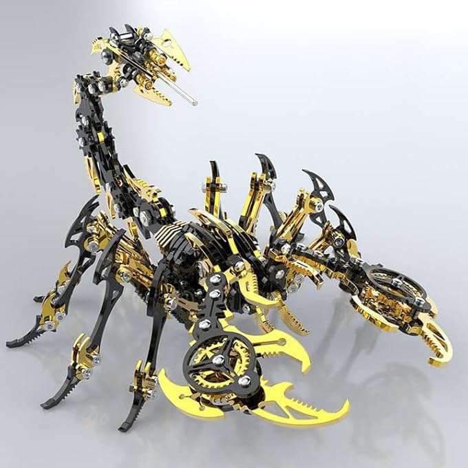 SCORPION 3D METAL PUZZLES KITS FOR ADULTS TEENS  454 PCS  MECHANICAL ASSEMBLY MODELS  4 HOURS TO BUILD  IDEAL FOR GIFTS AND DECORATIONS (GOLD AND BLACK) - Image 1